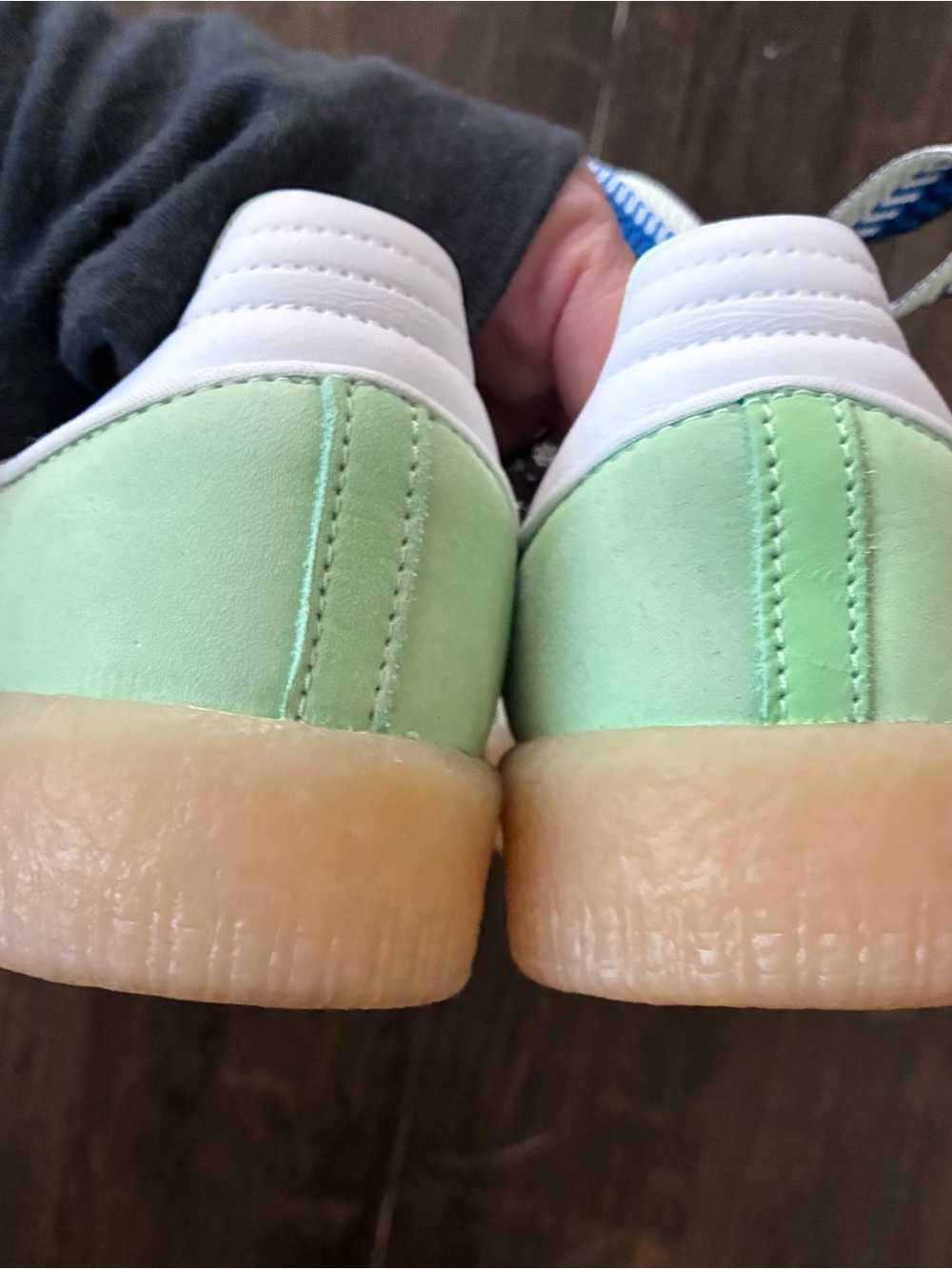 adidas Mint Green and White Sneakers with Blue Accent Laces, Sz 6 Women’s - Picture 2 of 8